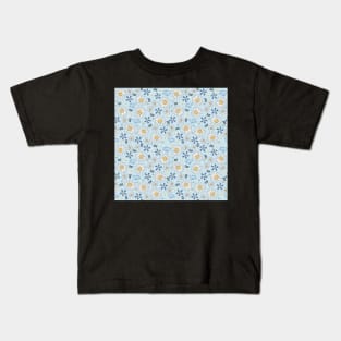 summer flowers and swedish flags on light blue Kids T-Shirt
